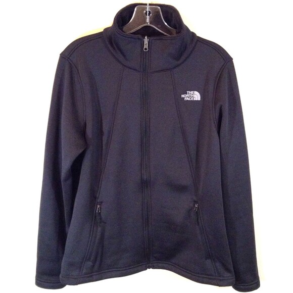 The North Face Jacket Women L Black Soft Shell Zip Fleece Lined Stretch Preppy - Picture 1 of 12
